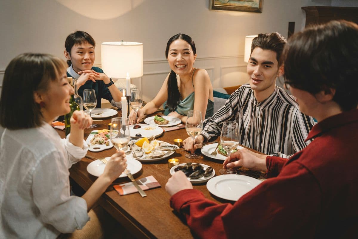 Friends toasting at a restaurant